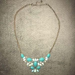 Gold and Aqua Statement Necklace